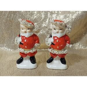 Vintage Napco Christmas MCM Santa Claus Salt & Pepper Shakers Japan Spaghetti